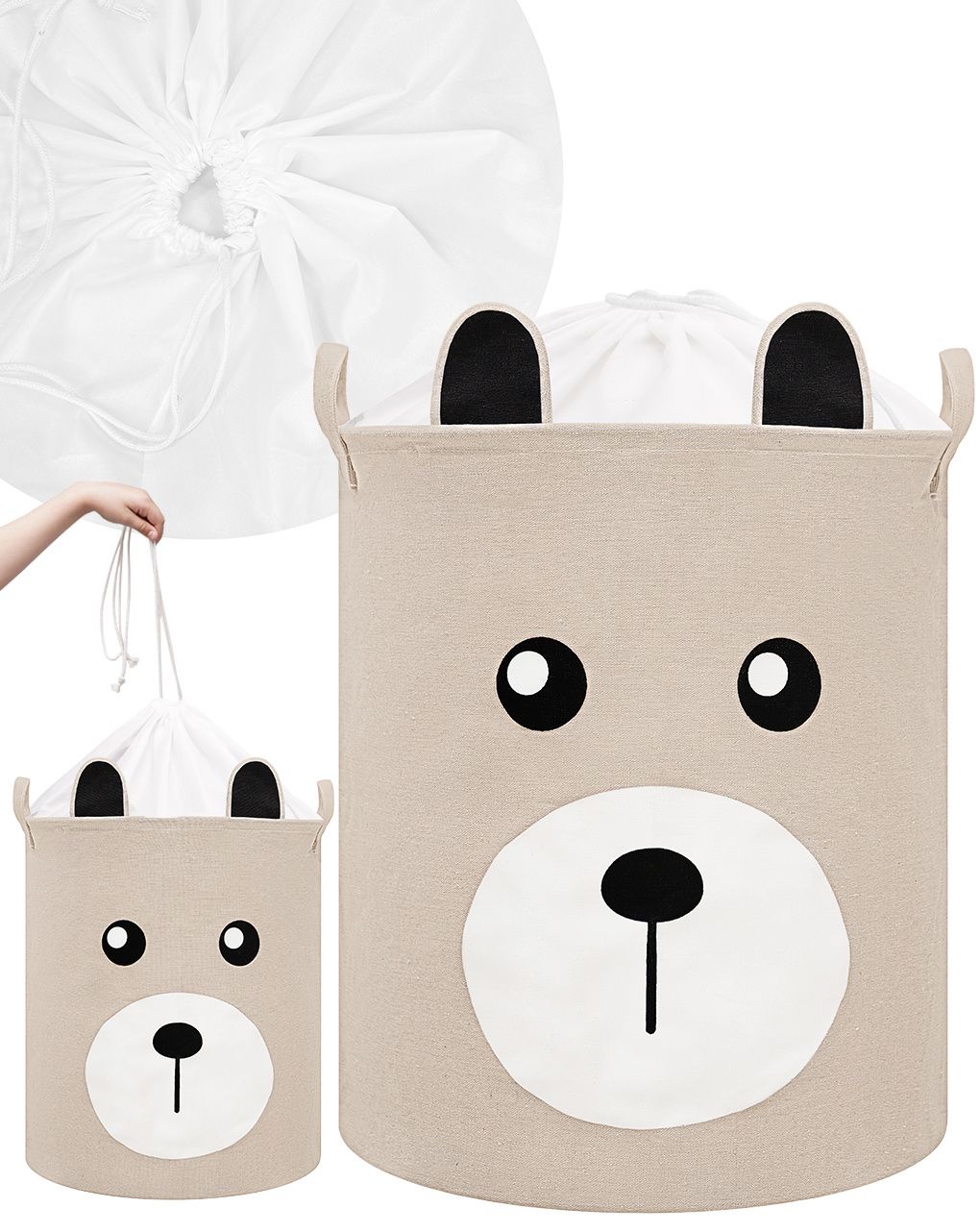 Cesto portaoggetti impermeabile orsacchiotto beige - chiusura a coulisse 43 l - sipo