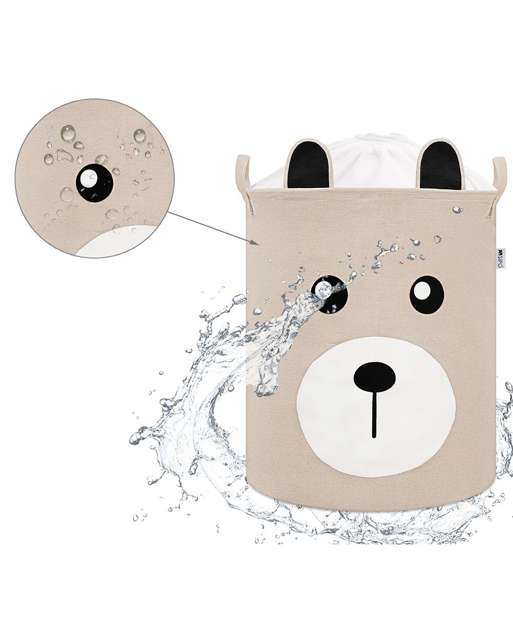 Cesto portaoggetti impermeabile orsacchiotto beige - chiusura a coulisse 43 l - sipo