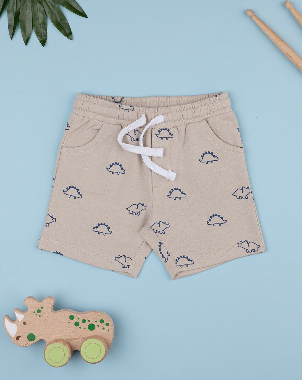 Pantalone bimbo beige stampato allover