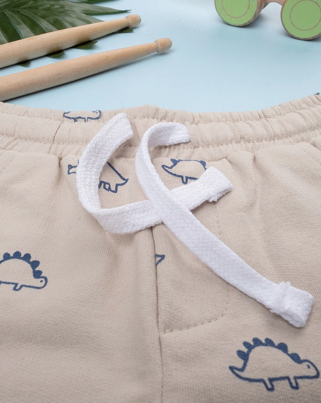 Pantalone bimbo beige stampato allover