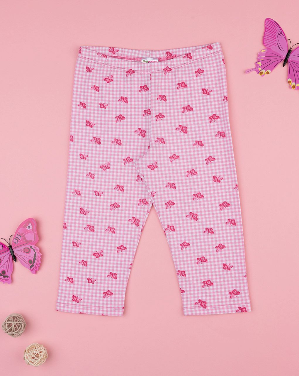Legging bimba rosa farfalle allover