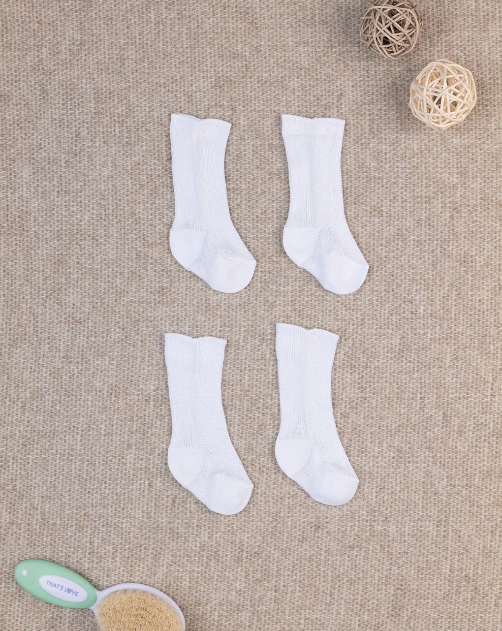 Pack 2 paia di calzine primi giorni cotone bianco