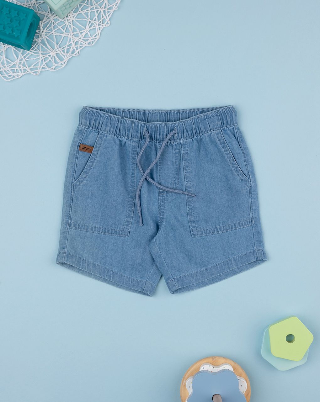 Bermuda bimbo blu denim con tasche