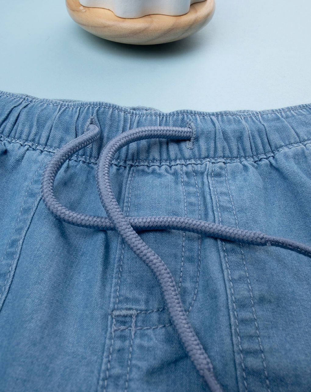 Bermuda bimbo blu denim con tasche