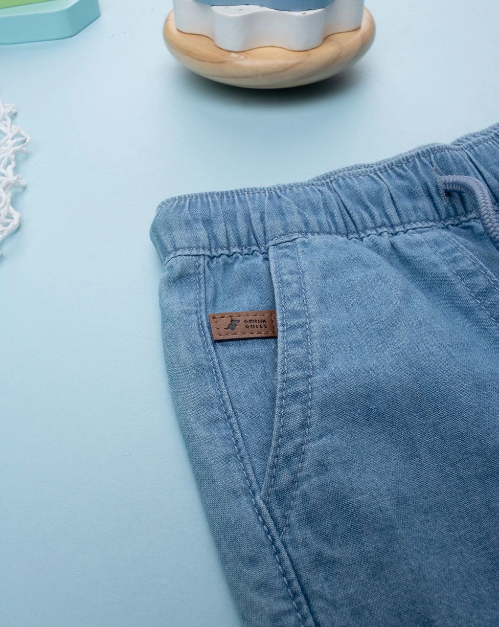 Bermuda bimbo blu denim con tasche