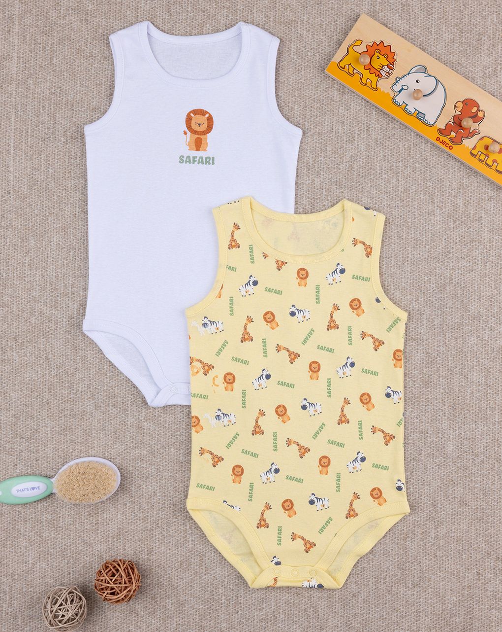 Pack 2 body bimbo bianco/giallo organic cotton