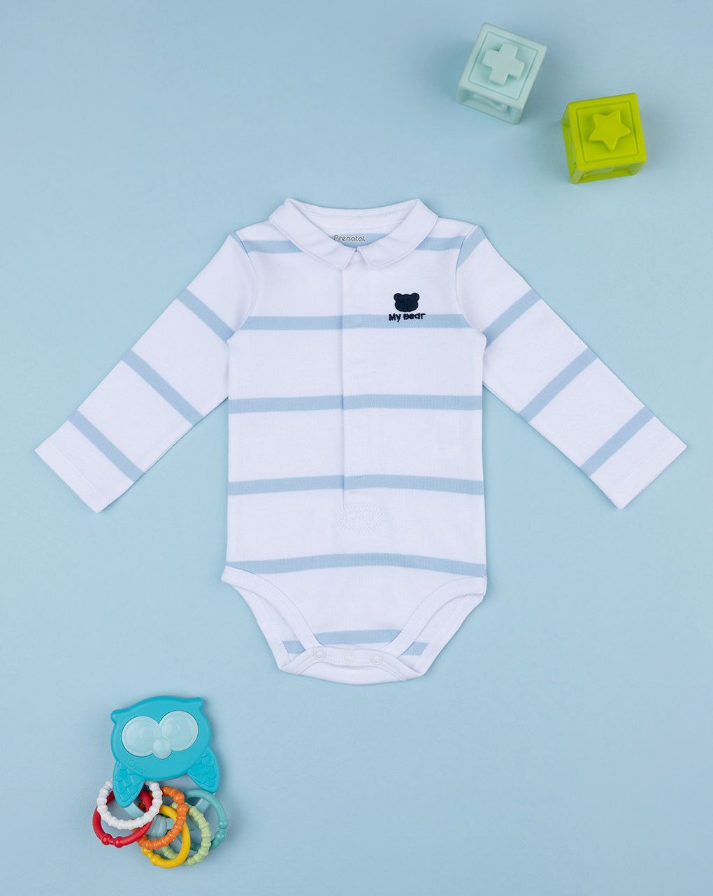 Body bimbo bianco rigato azzurro