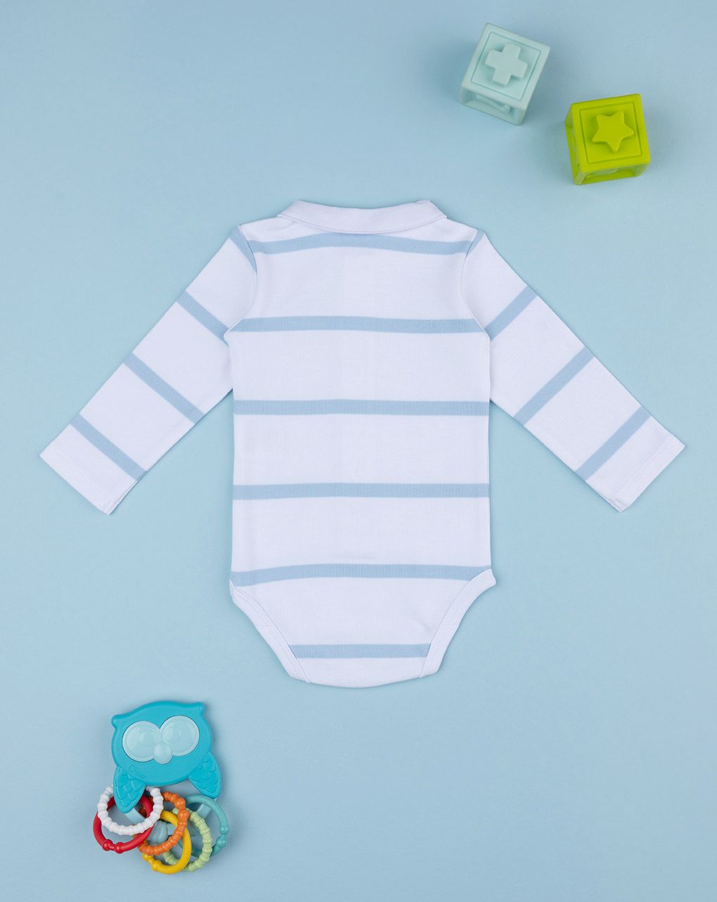 Body bimbo bianco rigato azzurro