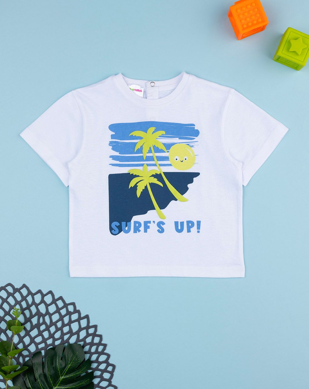 T-shirt bimbo bianca stampa surf