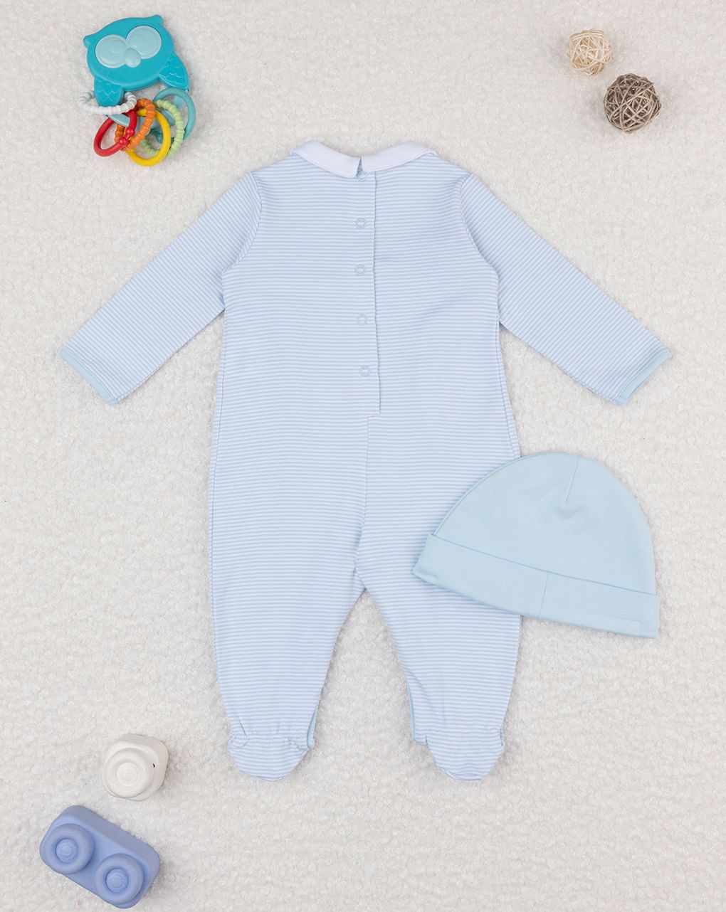 Completo bimbo tutina e cappellino azzurro