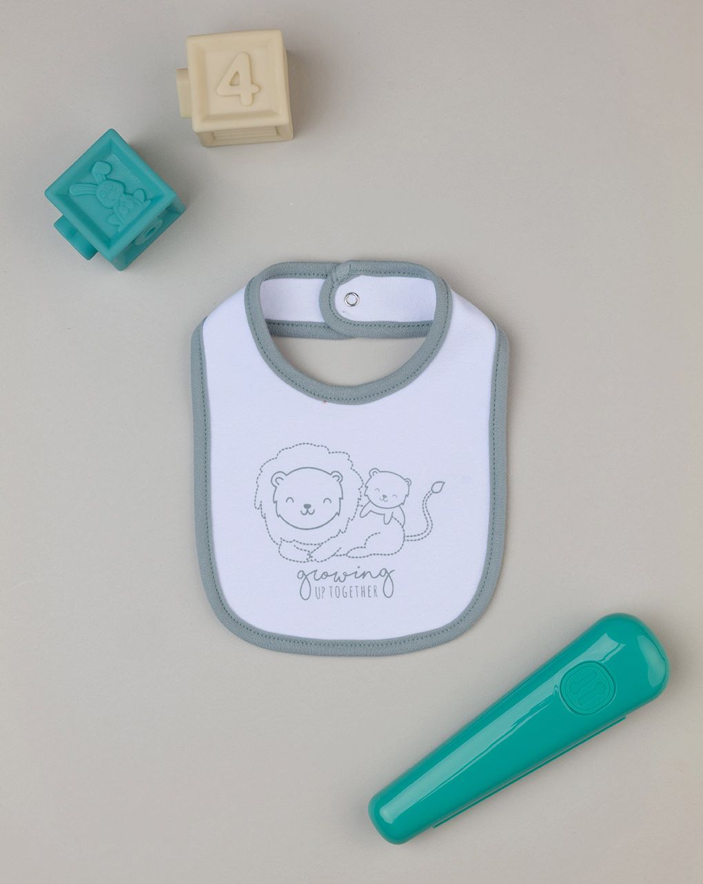 Bavaglino bimbo bianco/grigio