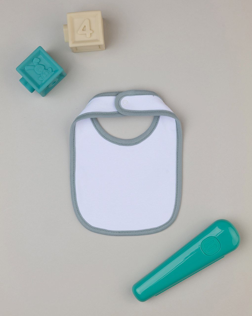 Bavaglino bimbo bianco/grigio