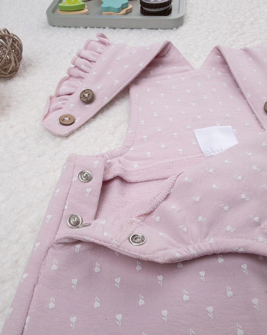Salopette bimba rosa micro-allover