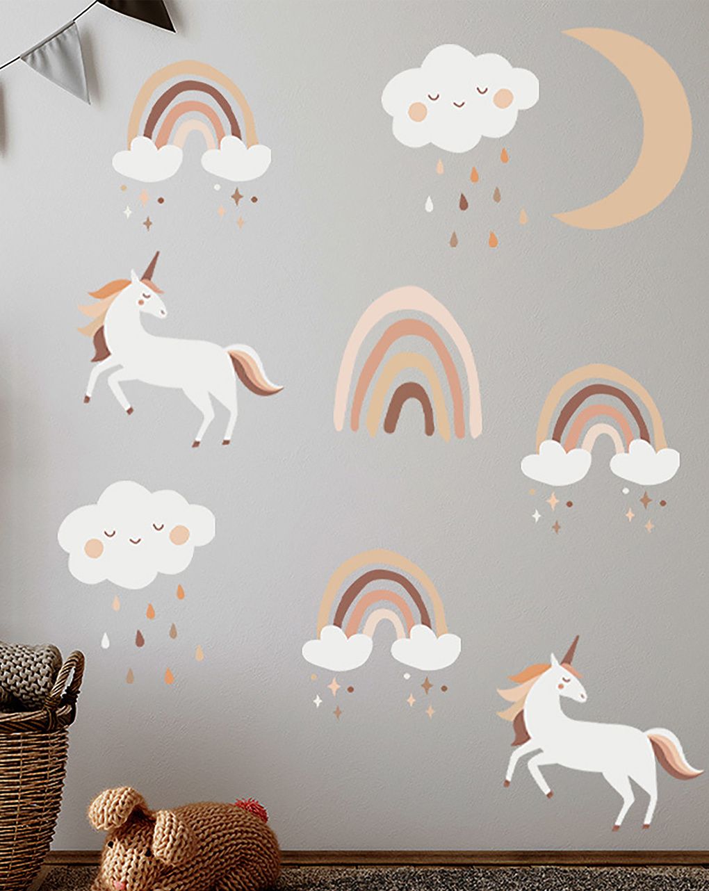 Adesivo decorativo da parete - boho rainbow unicorn - autoadesivo - sipo