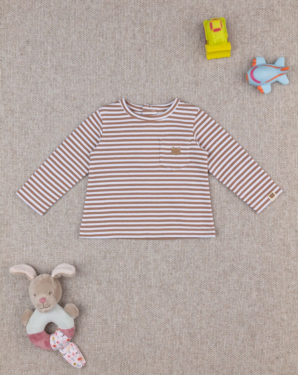 T-shirt bimbo rigata con taschino