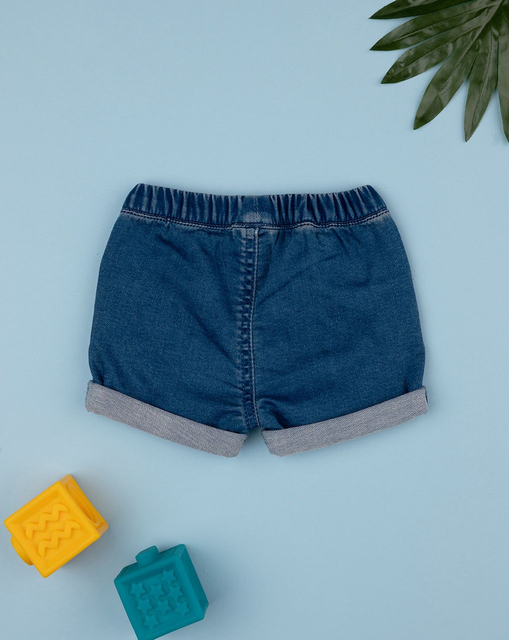 Shorts bimbo blu denim con tasche