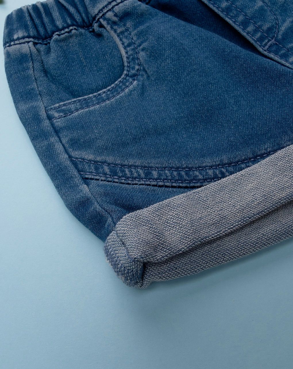 Shorts bimbo blu denim con tasche