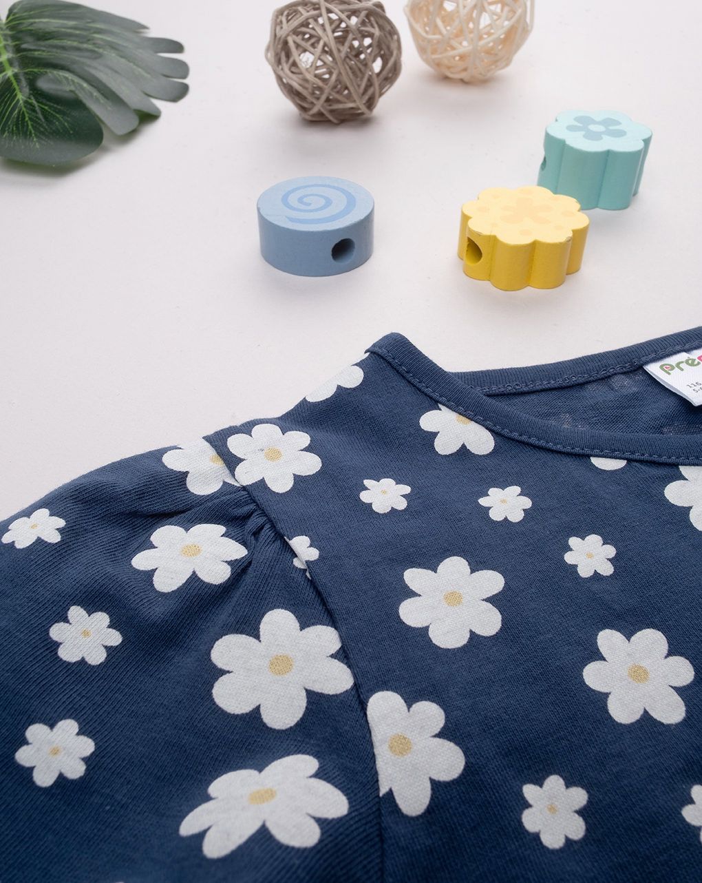 T.shirt bimba blu margherite