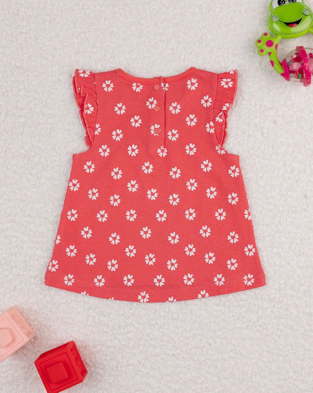 Canotta bimba corallo stampa allover