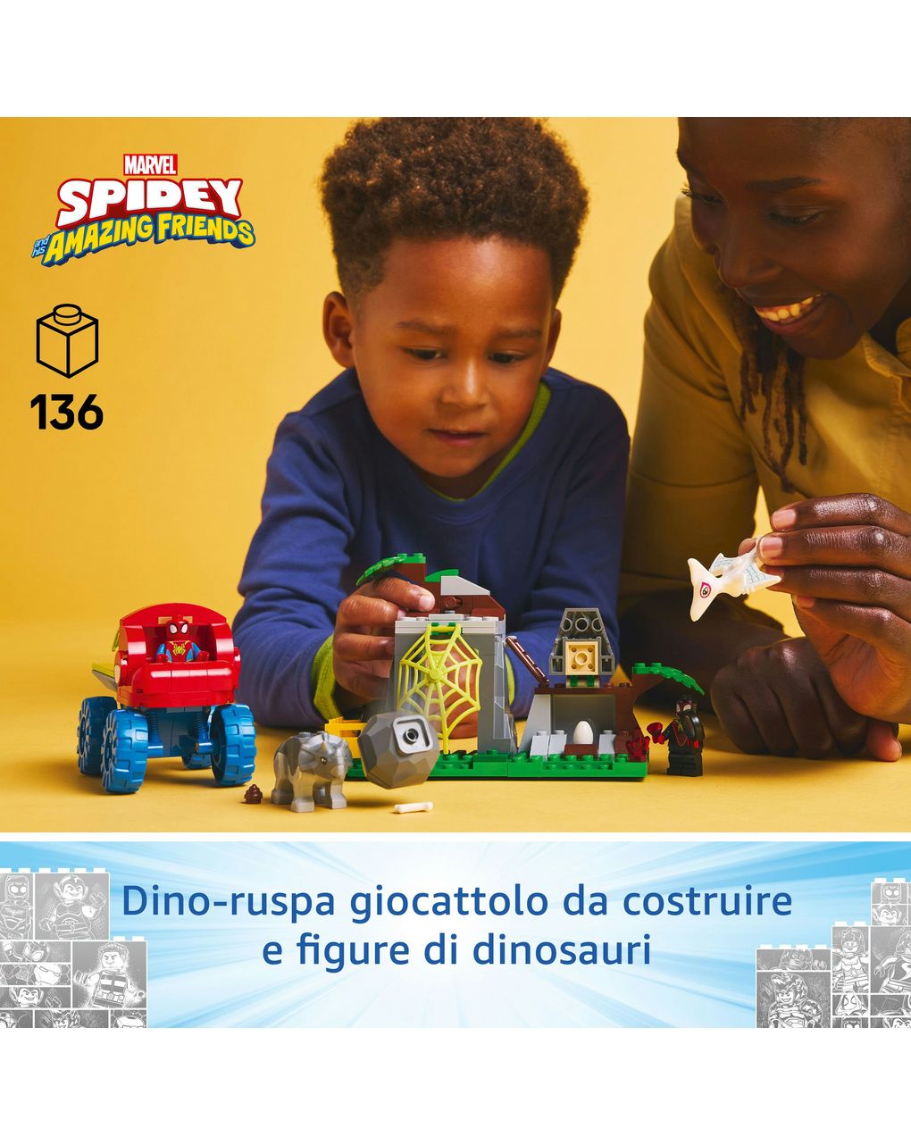 Team spidey: salvataggio su dino-ruspa – 11199 – lego marvel