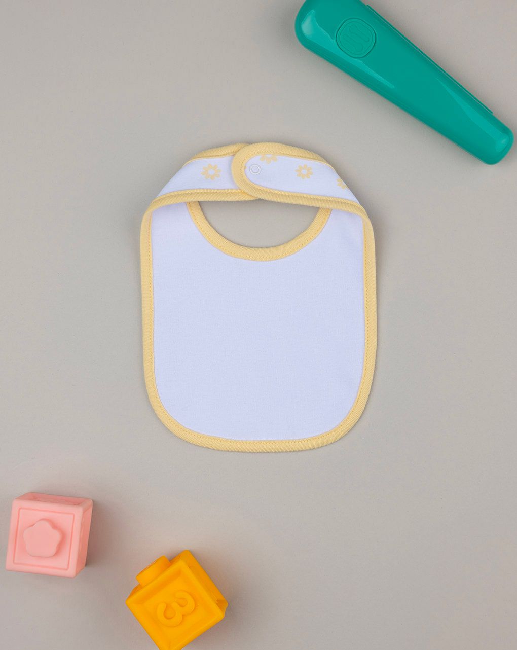 Bavaglino bimba bianco/giallo margherite