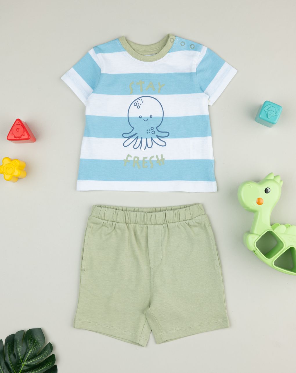 Completo corto bimbo azzurro/verde