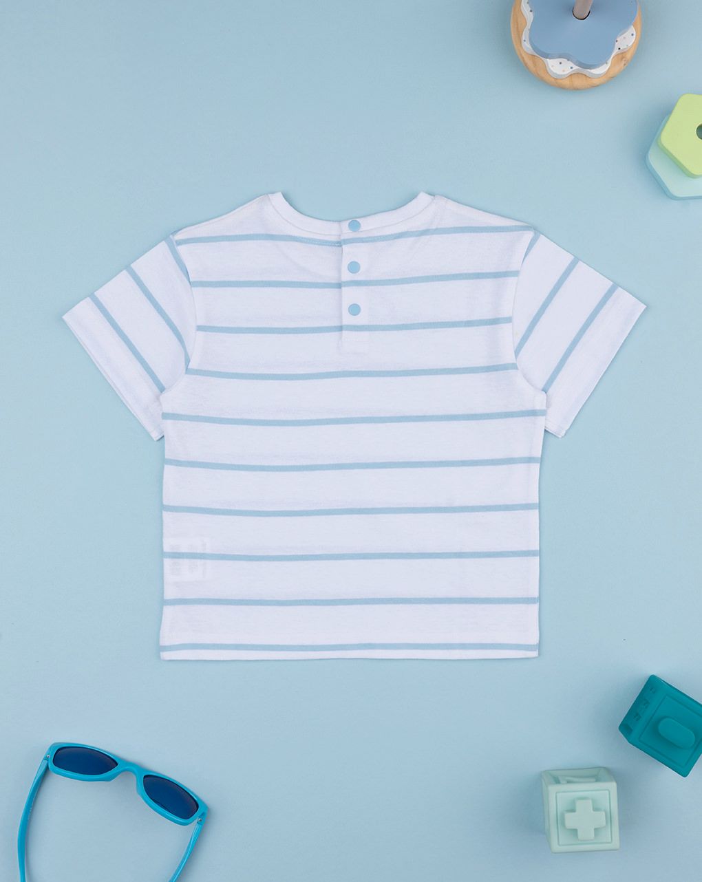 T-shirt bimbo rigata bianco/azzurro