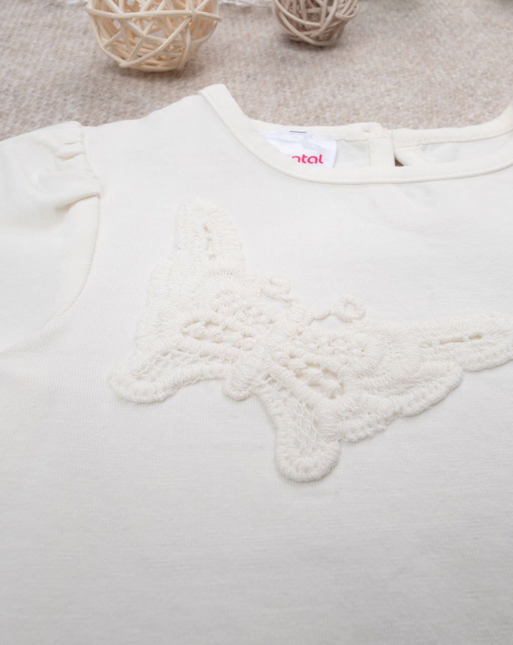 T-shirt bimba bianca farfalle