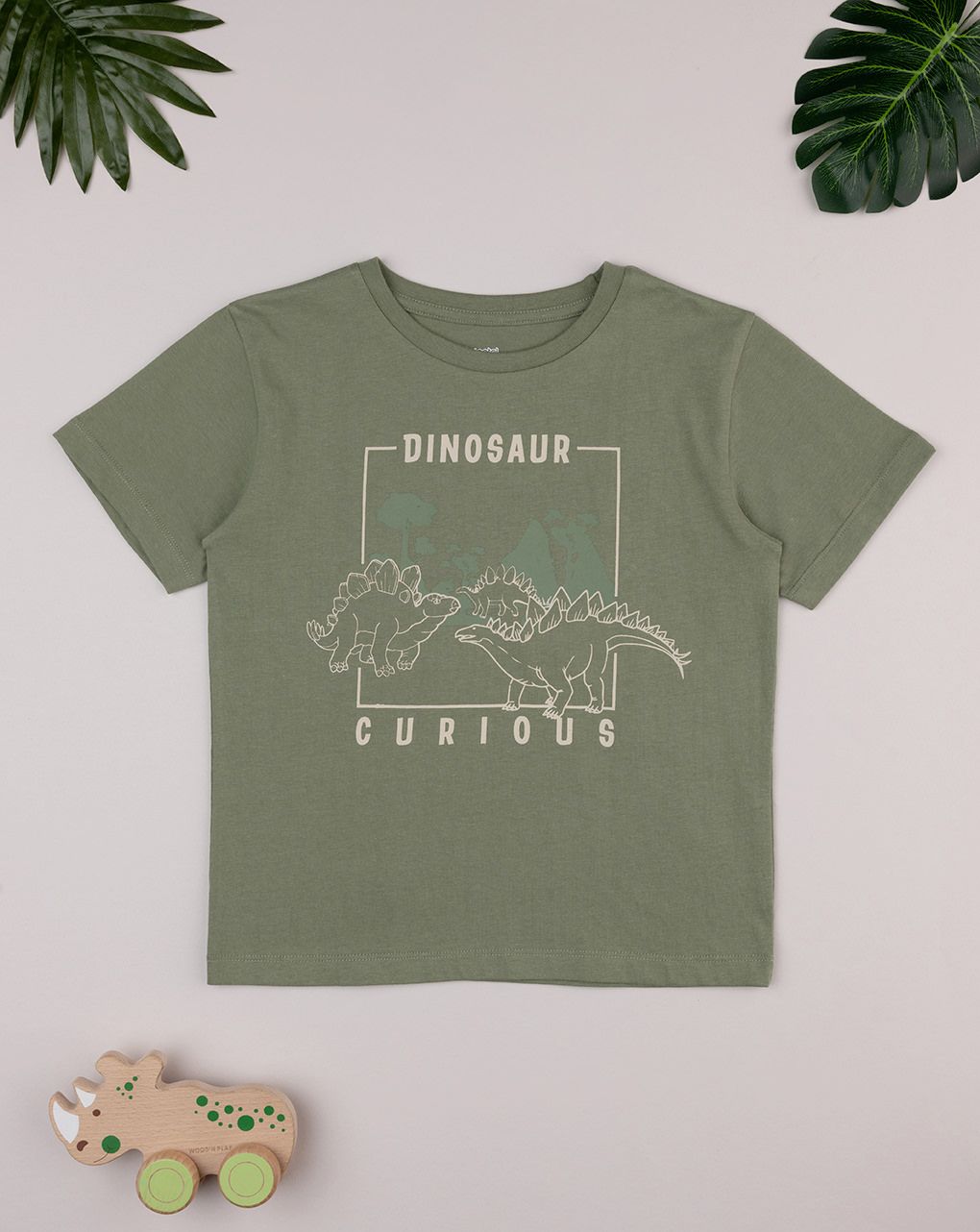 T-shirt bambino verde dinosauri