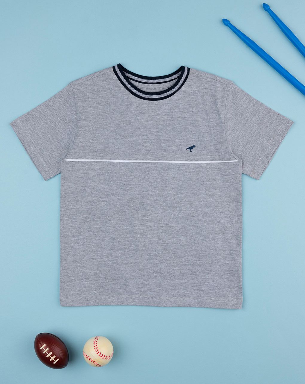 T-shirt bimbo grigia e blu