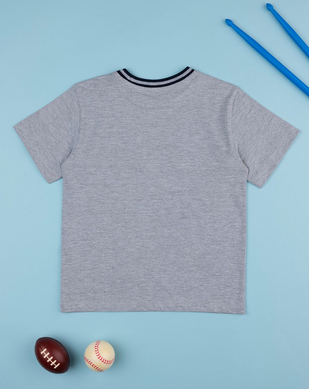 T-shirt bimbo grigia e blu