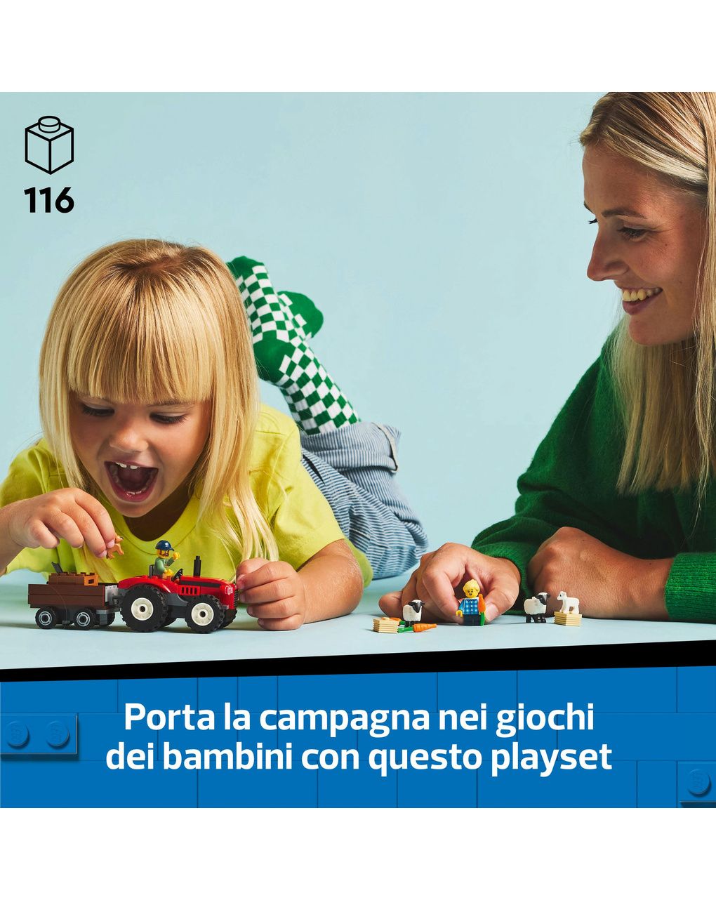 Trattore agricolo rosso con rimorchio e pecore – 60461 – lego city