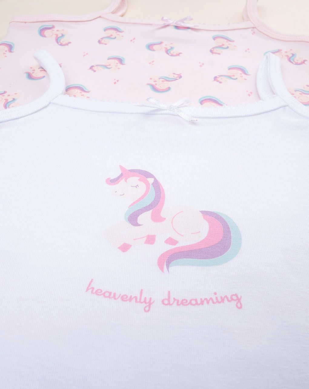 Pack 2 canotte intime bambina unicorni