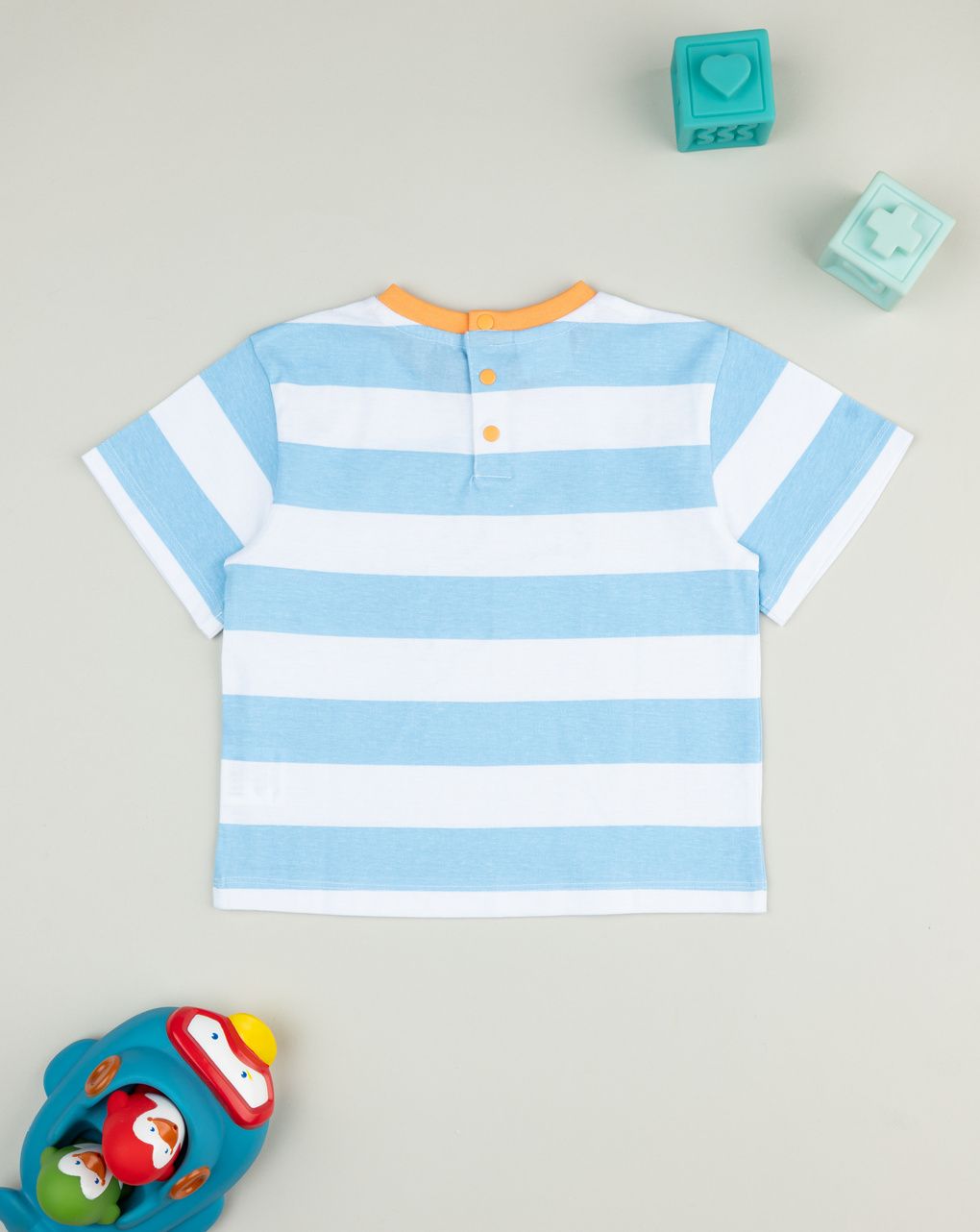 T-shirt bimbo righe bianco/azzurro delfino