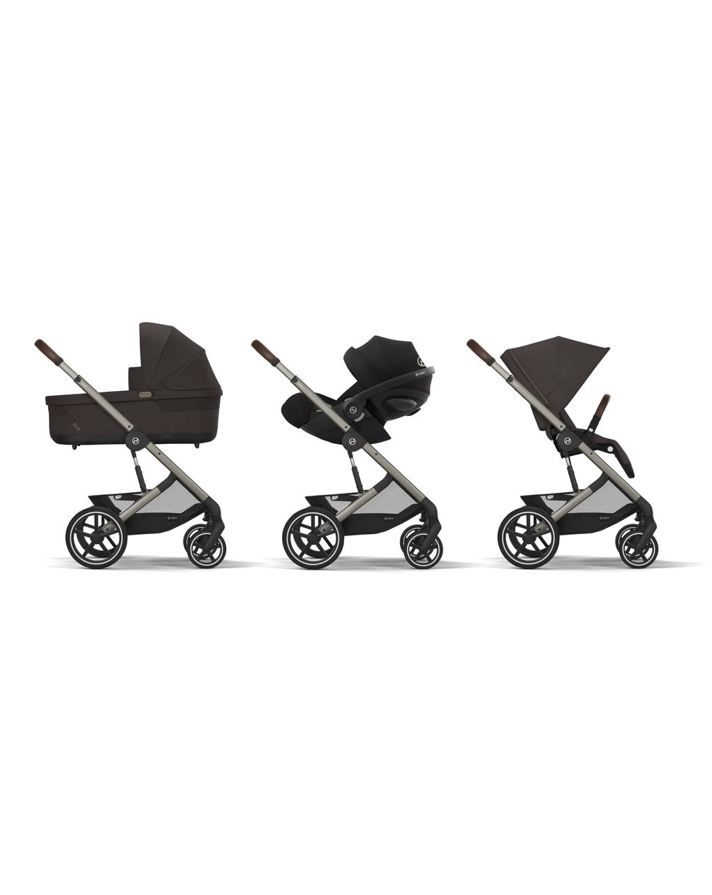 Trio balios s lux tpe chocolate brown nav cots cloudg pls blk+adattatori. - cybex