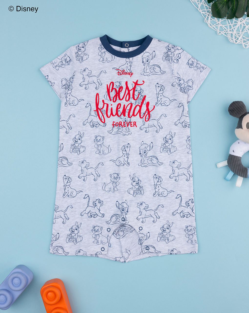 Pigiamone corto bimbo disney grigio