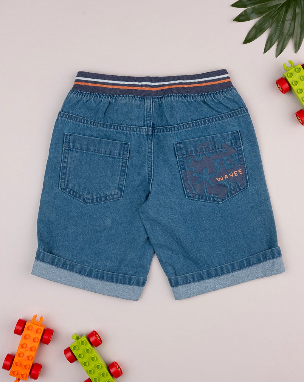 Bermuda bimbo blu denim/arancione