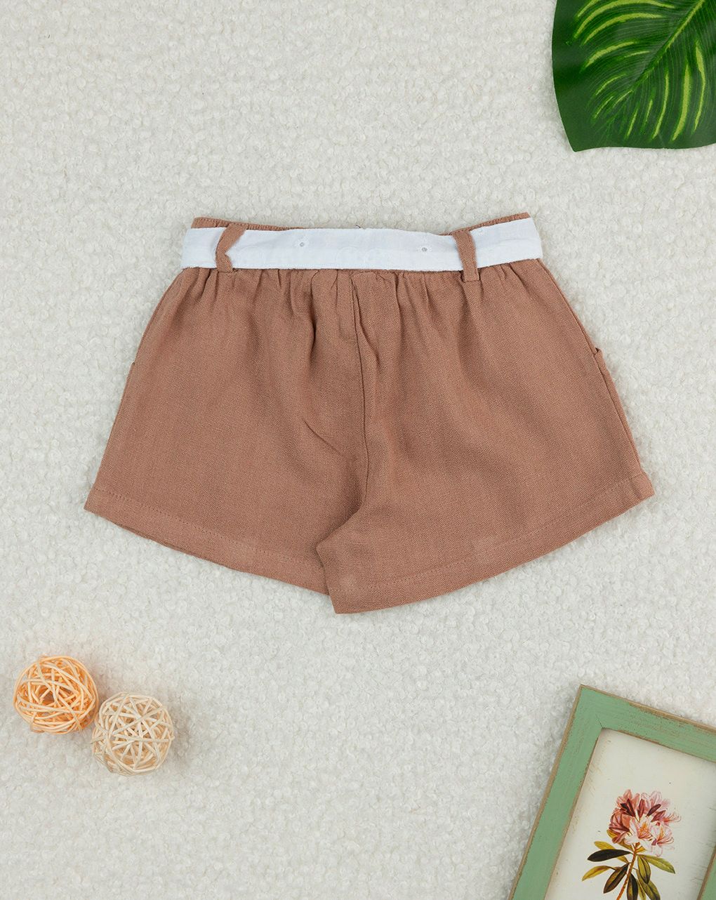 Shorts bimba marrone fusciacca bianca