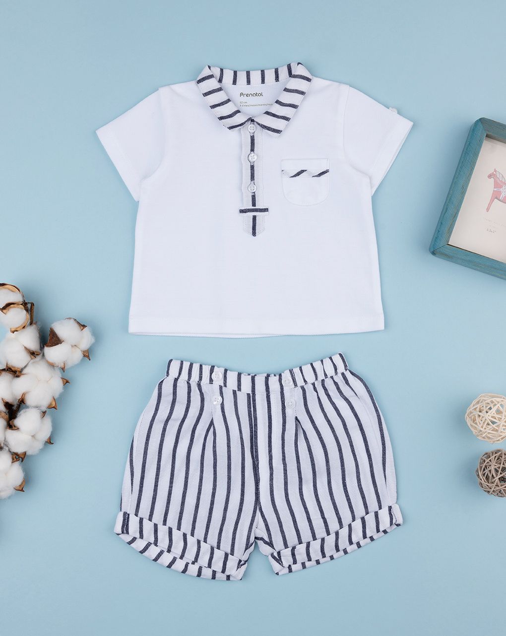 Completo bimbo bianco/blu righe