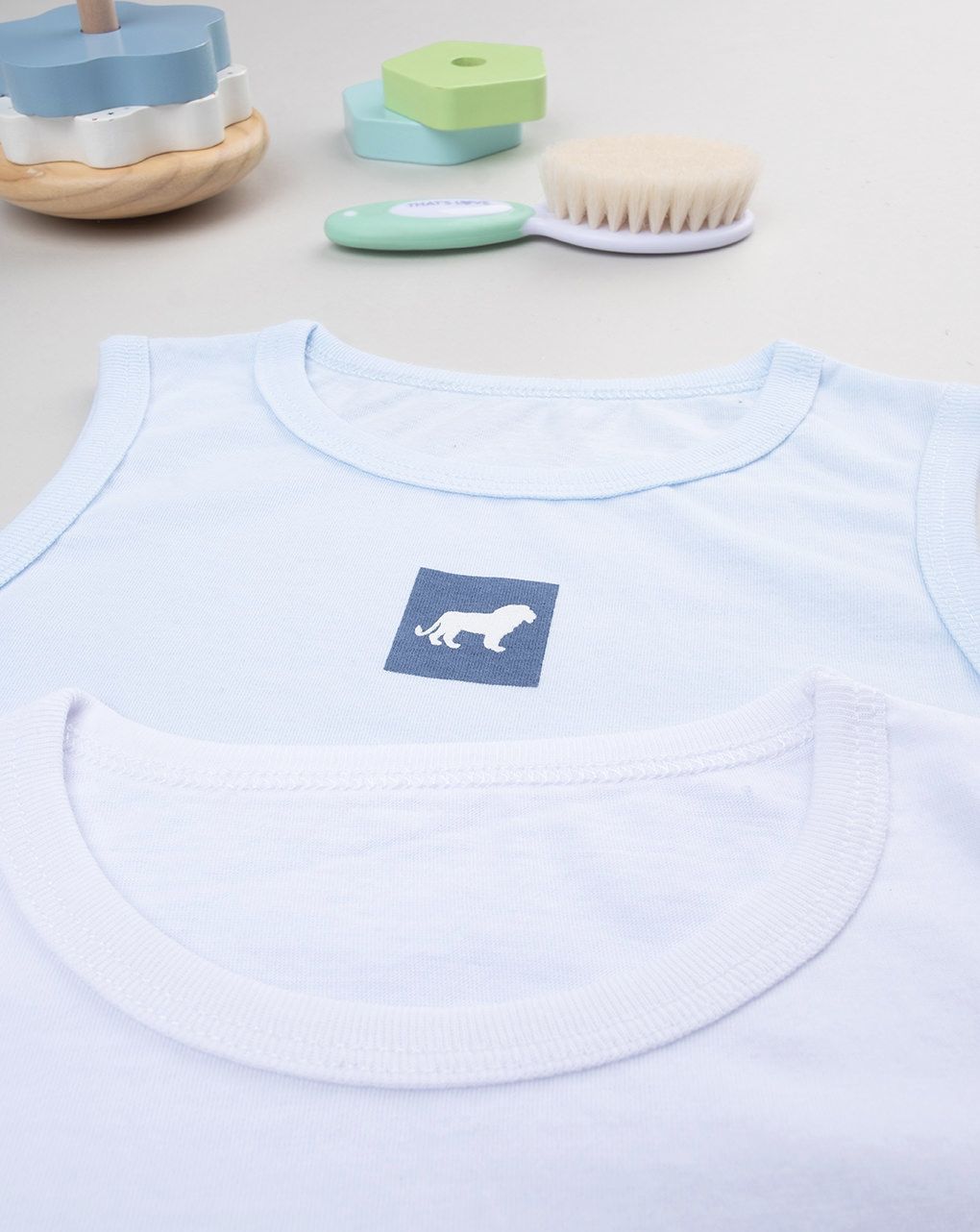 Pack 2 canotte spalla larga bianco/azzurro