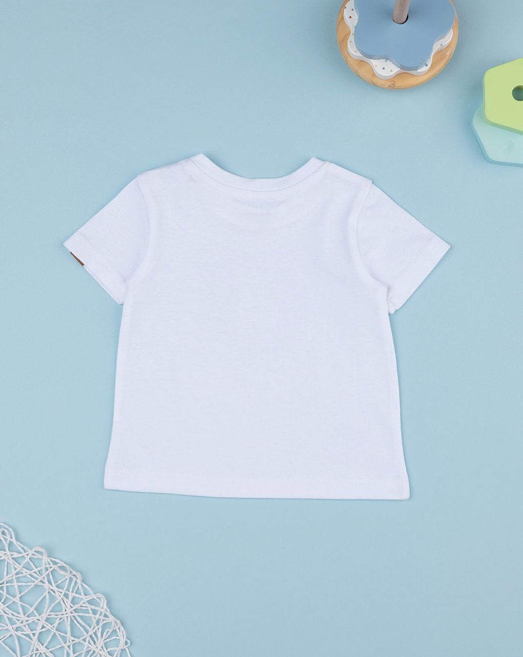 T-shirt bimbo bianco/azzurro orso