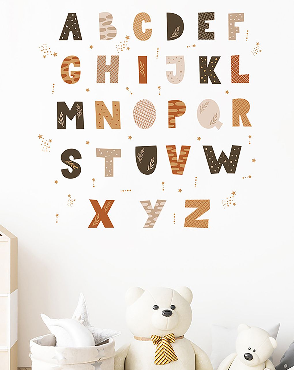 Adesivo decorativo da parete - alfabeto boho - autoadesivo - sipo