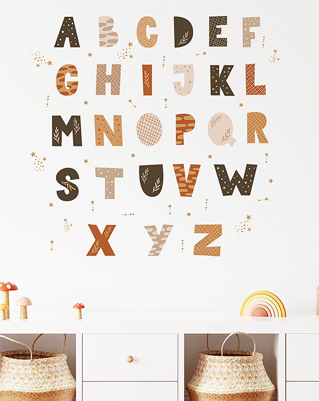 Adesivo decorativo da parete - alfabeto boho - autoadesivo - sipo
