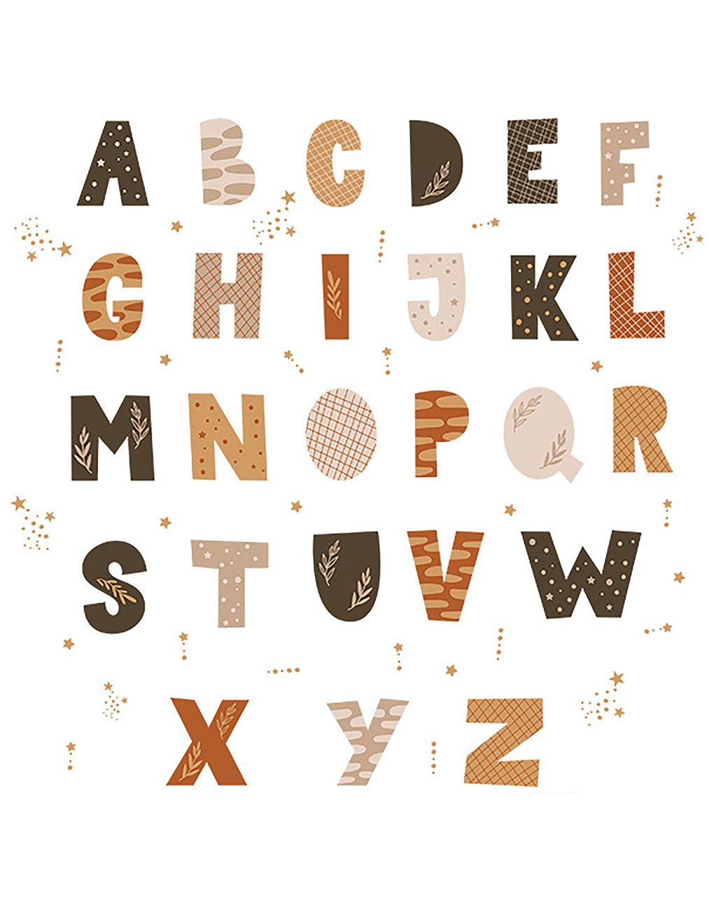 Adesivo decorativo da parete - alfabeto boho - autoadesivo - sipo