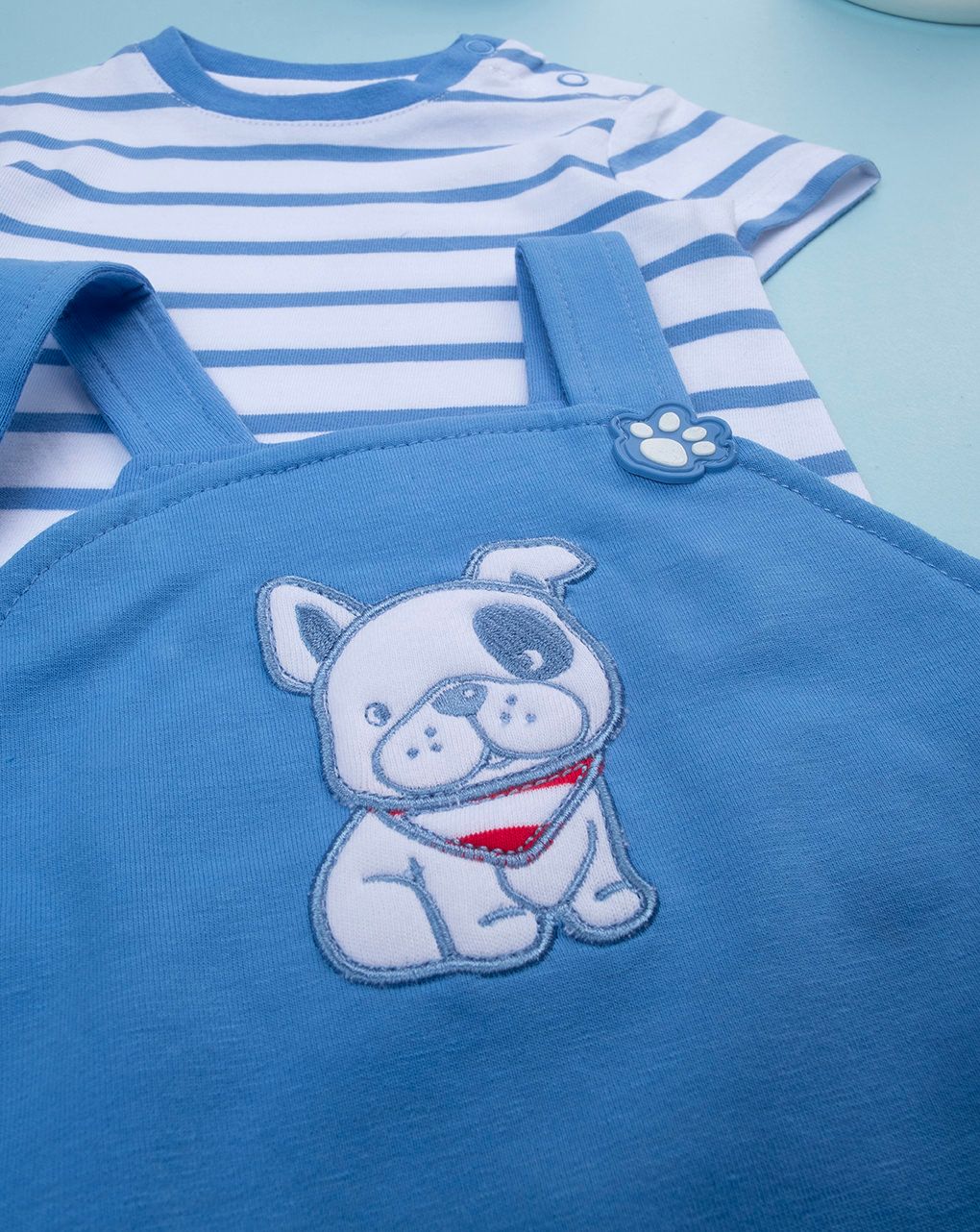 Completo bimbo salopette blu