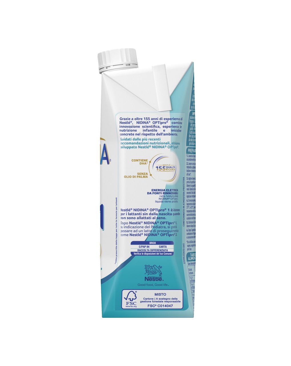 Nidina optipro 1 dalla nascita latte per lattanti in formato liquido brick da 500ml - nestlé