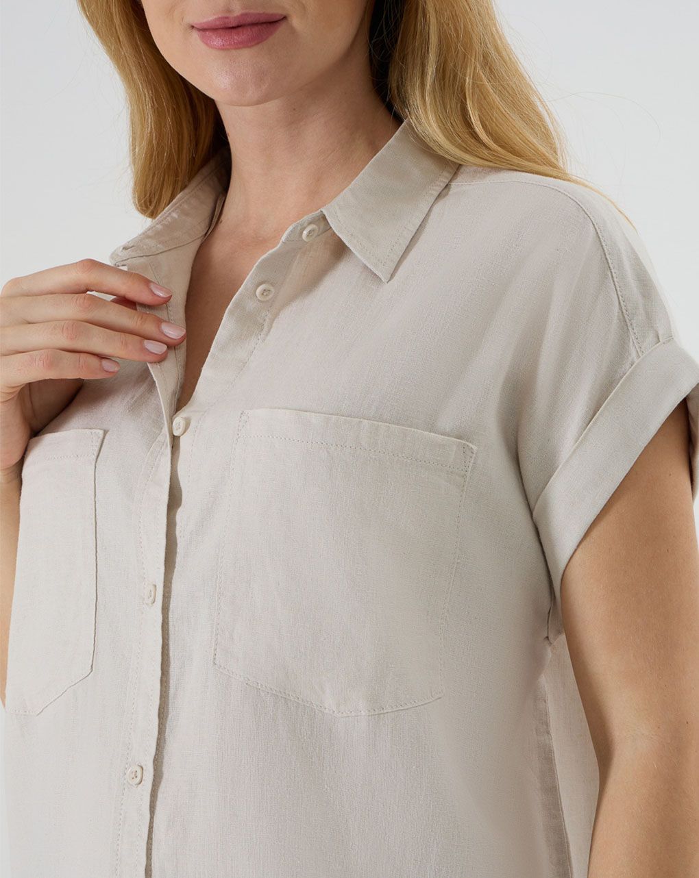 Camicia premaman mix lino beige