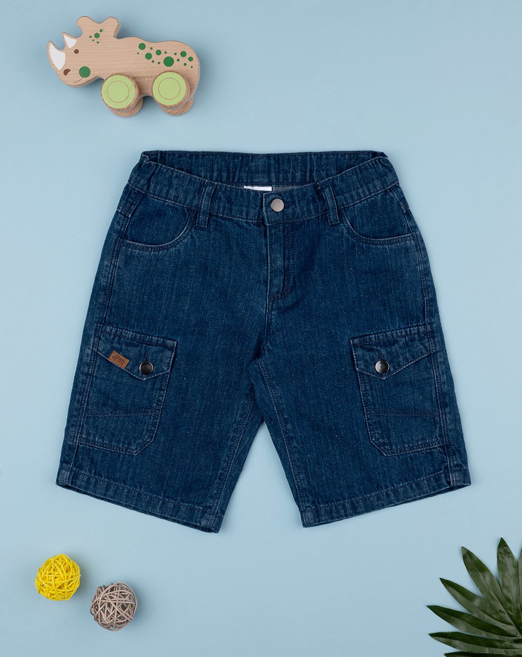 Bermuda bimbo blu denim con tasche