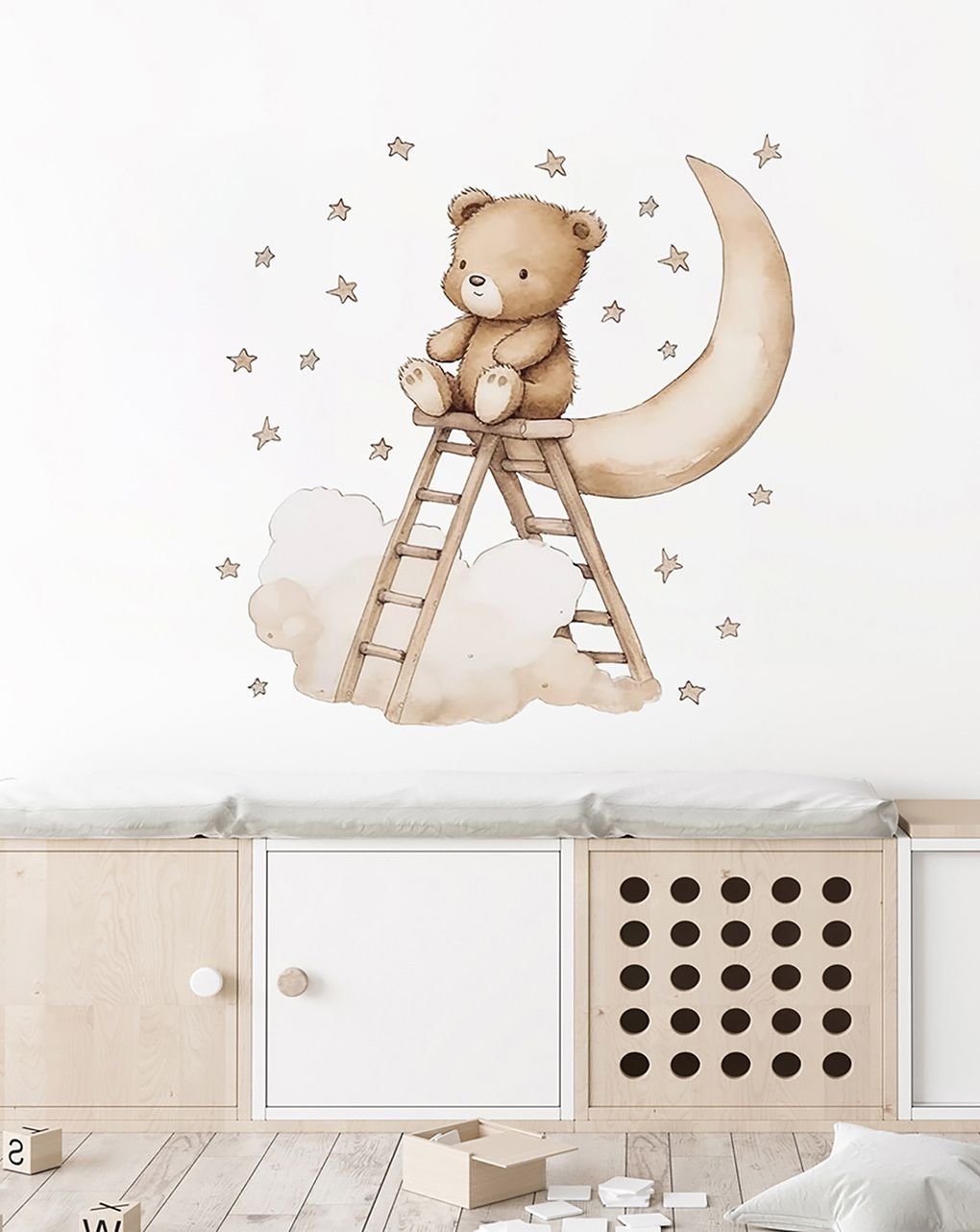 Adesivo decorativo da parete - orsetto su scala -  autoadesivo - sipo
