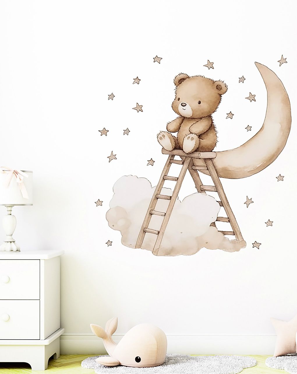 Adesivo decorativo da parete - orsetto su scala -  autoadesivo - sipo